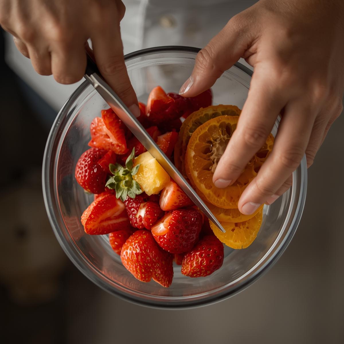 cutting fruit in glass with paking (1)